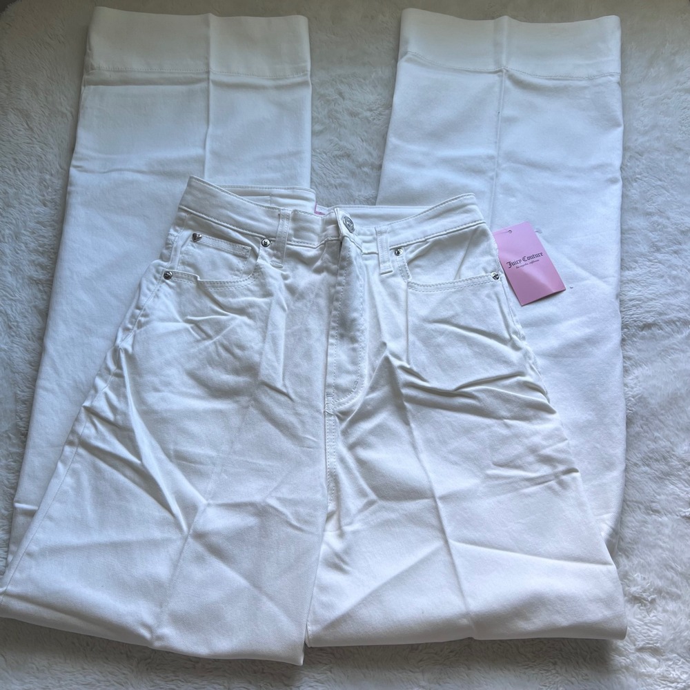 Juicy Couture Lunita White Wide Leg Jeans High Rise JC555-WDLG Womens 28 NWT